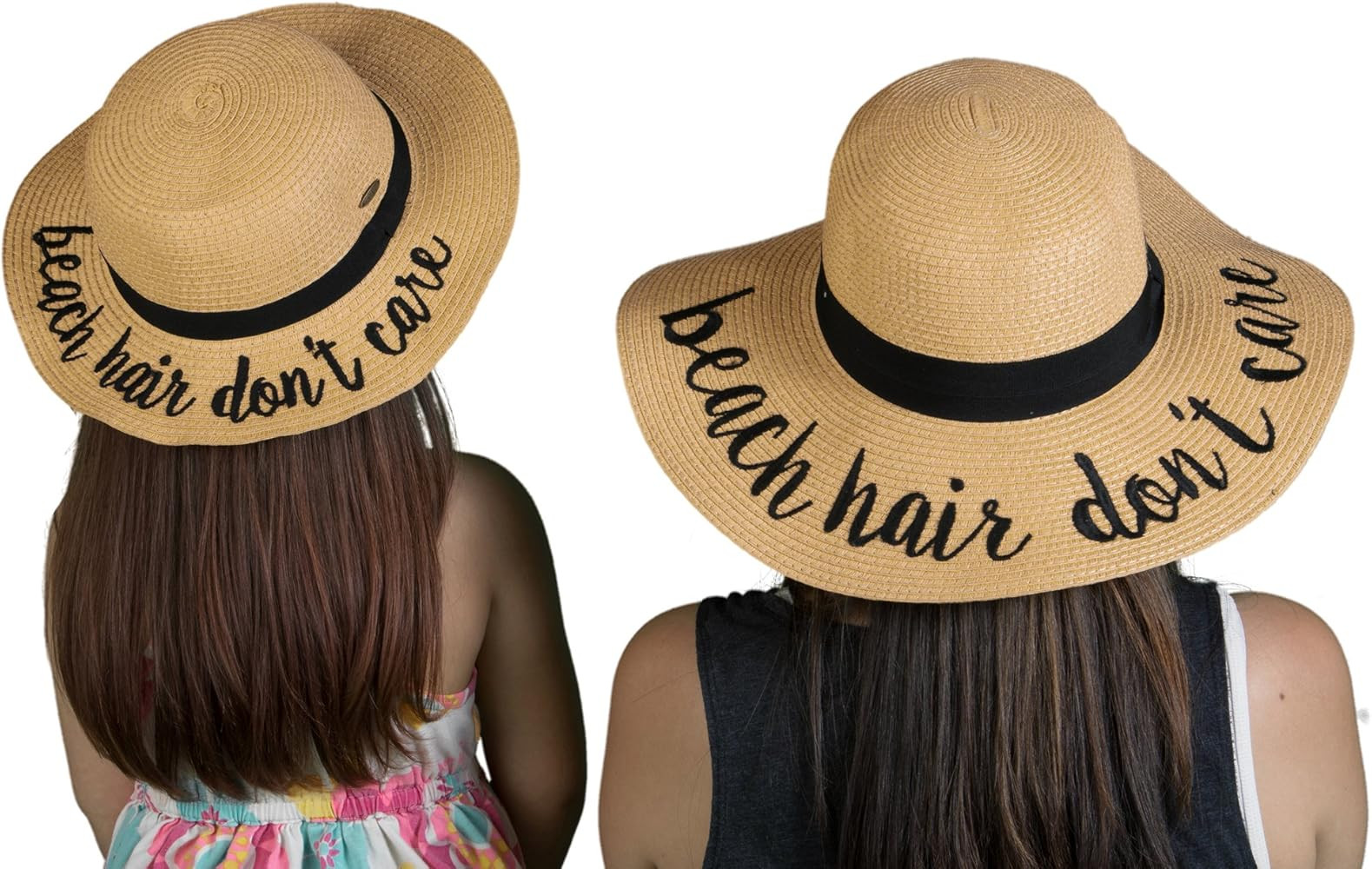 Womens Girls Mother Daughter Sun Hat Set Embroidered Beach Floppy | Amazon (US)