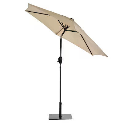 Style Selections 7.5-ft Steel Tan Push-button Tilt Market Patio Umbrella | Lowe's