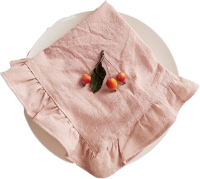 Cloth Napkins Set of 4, 14x20 inches Home Dinner placemat with Ruffle 100% Cotton Napkins Washabl... | Amazon (US)