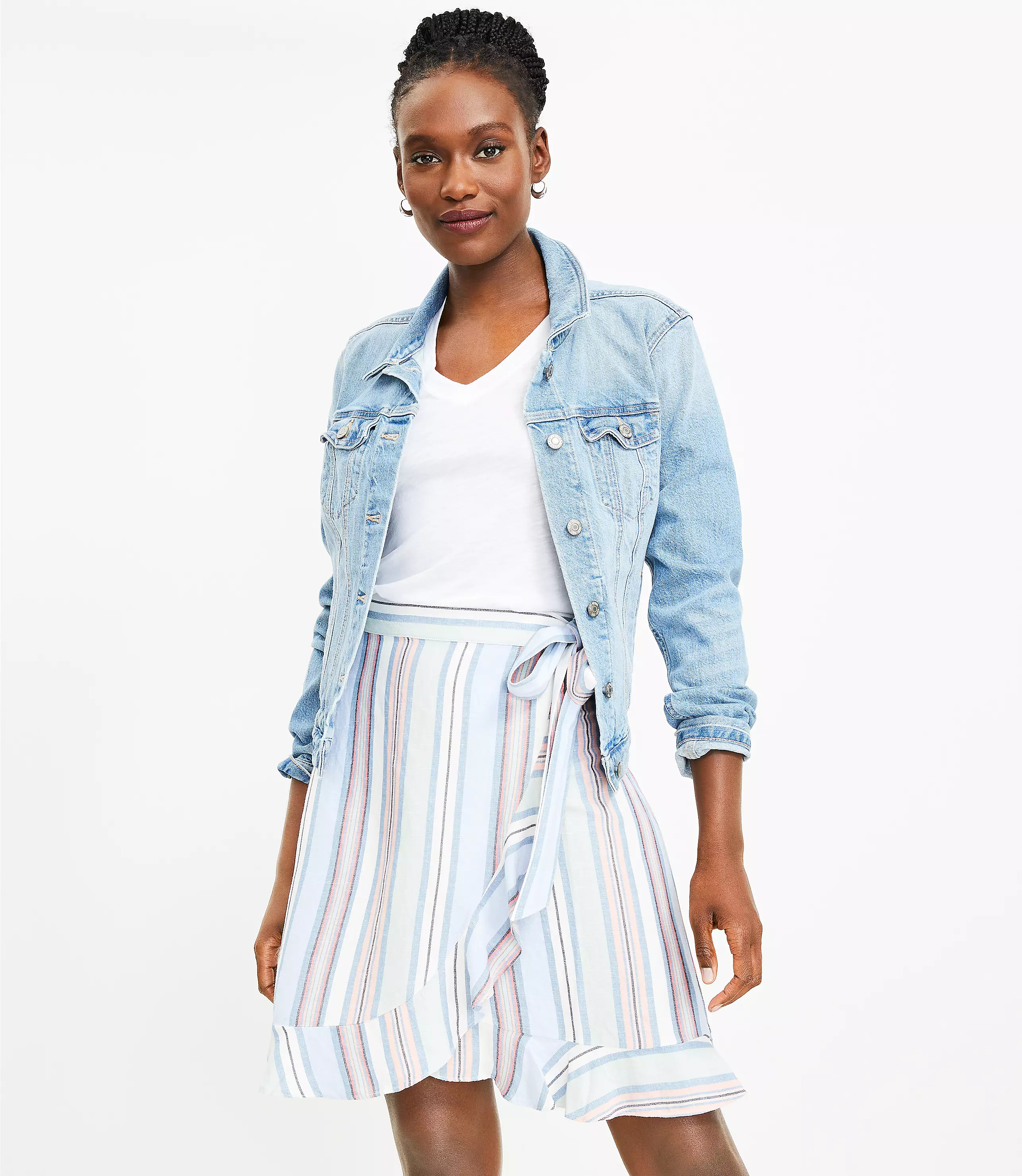 Striped Ruffle Wrap Skirt | LOFT