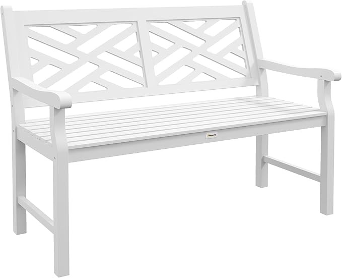 Outsunny Outdoor Garden Bench, Wooden Frame Patio Bench with Geometric Pattern, 43.25 Inch Weathe... | Amazon (US)