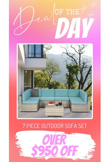 OVER $950 OFF!! 7 Piece Outdoor sofa set!! Lots of cushion color options. Such an amazing deal!! 

#LTKFind #LTKhome #LTKsalealert