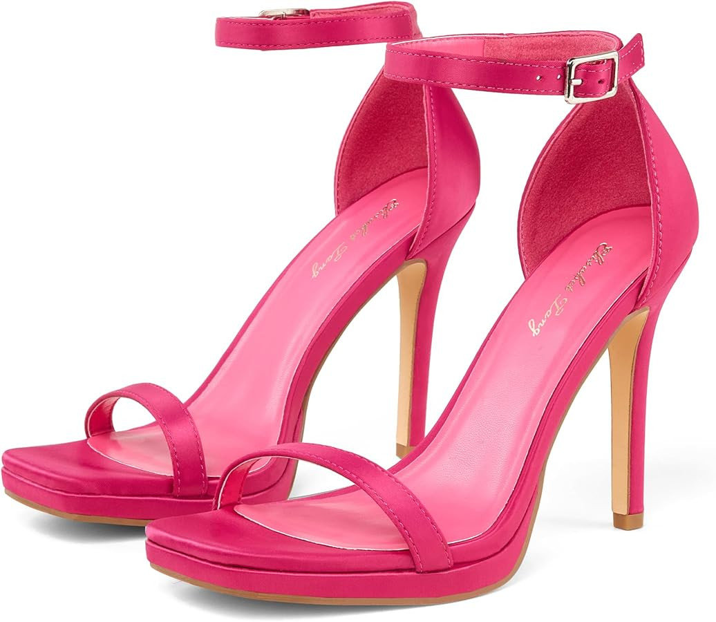 Elisabet Tang Women's 4.3 Inch Platform High Heeled Sandals Strappy Stiletto Open Square Toe Heel... | Amazon (US)