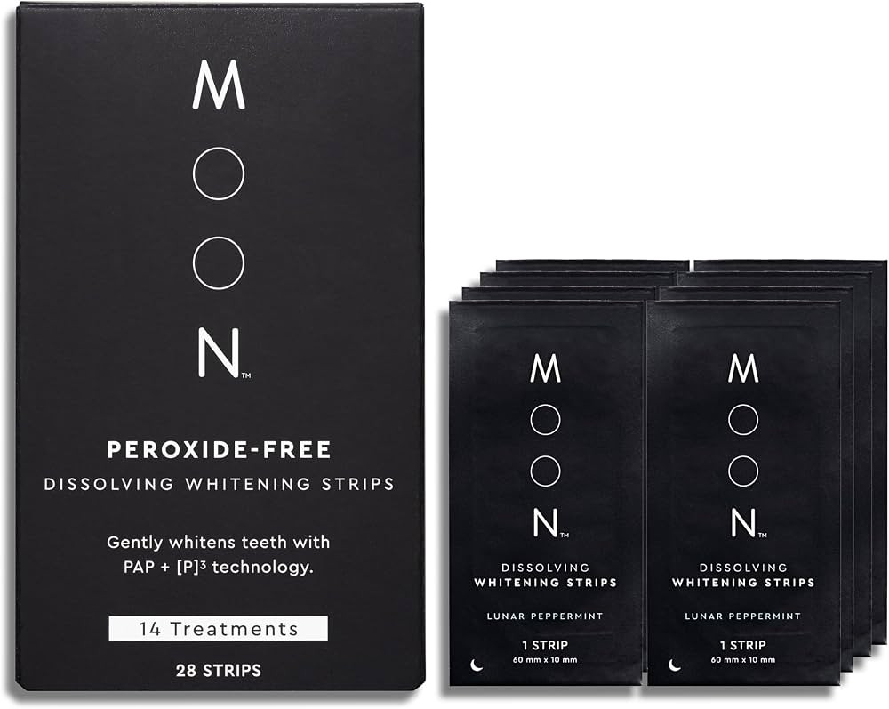 MOON Teeth Whitening Strips, Peroxide-Free, Enamel-Safe, Gentle for Sensitive Teeth, Lunar Pepper... | Amazon (US)
