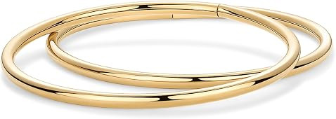 PAVOI Waterproof Bangle Bracelet for Women | 14K Gold Plated Classic Lightweight Stacking Stainless Steel Bracelet | Single & 2-Pack Bangles | Amazon (US)