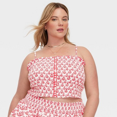 Women's Floral Smocked Peplum Tank Top Red - Roller Rabbit x Target 1X | Target