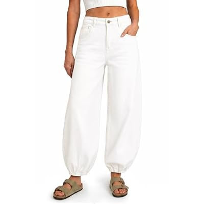 Flowyair Women Barrel Jeans High Waisted Wide Leg Baggy Harem Denim Pants | Baggy, J… | Amazon (US)