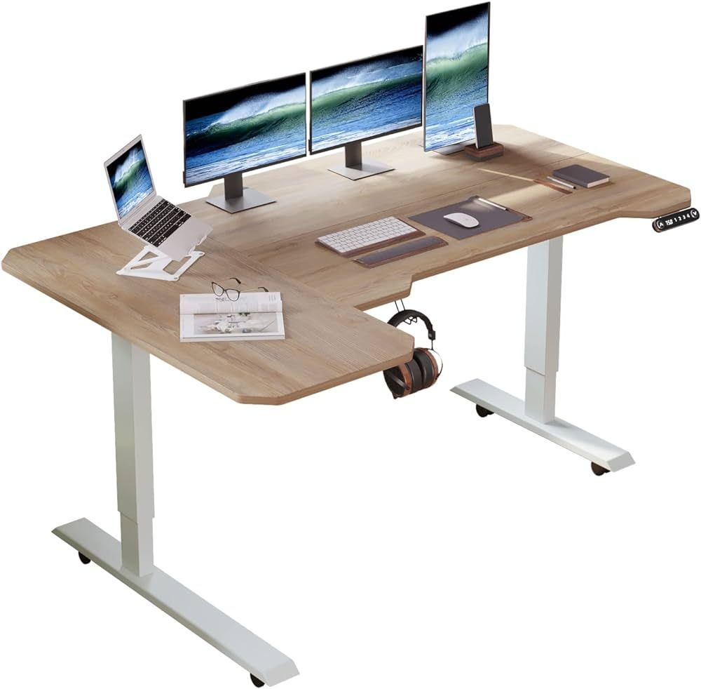 BUNOEM L-Shaped 59" Height Adjustable Electric Standing Desk,Height Stand Up Computer Desk,Sit an... | Amazon (US)