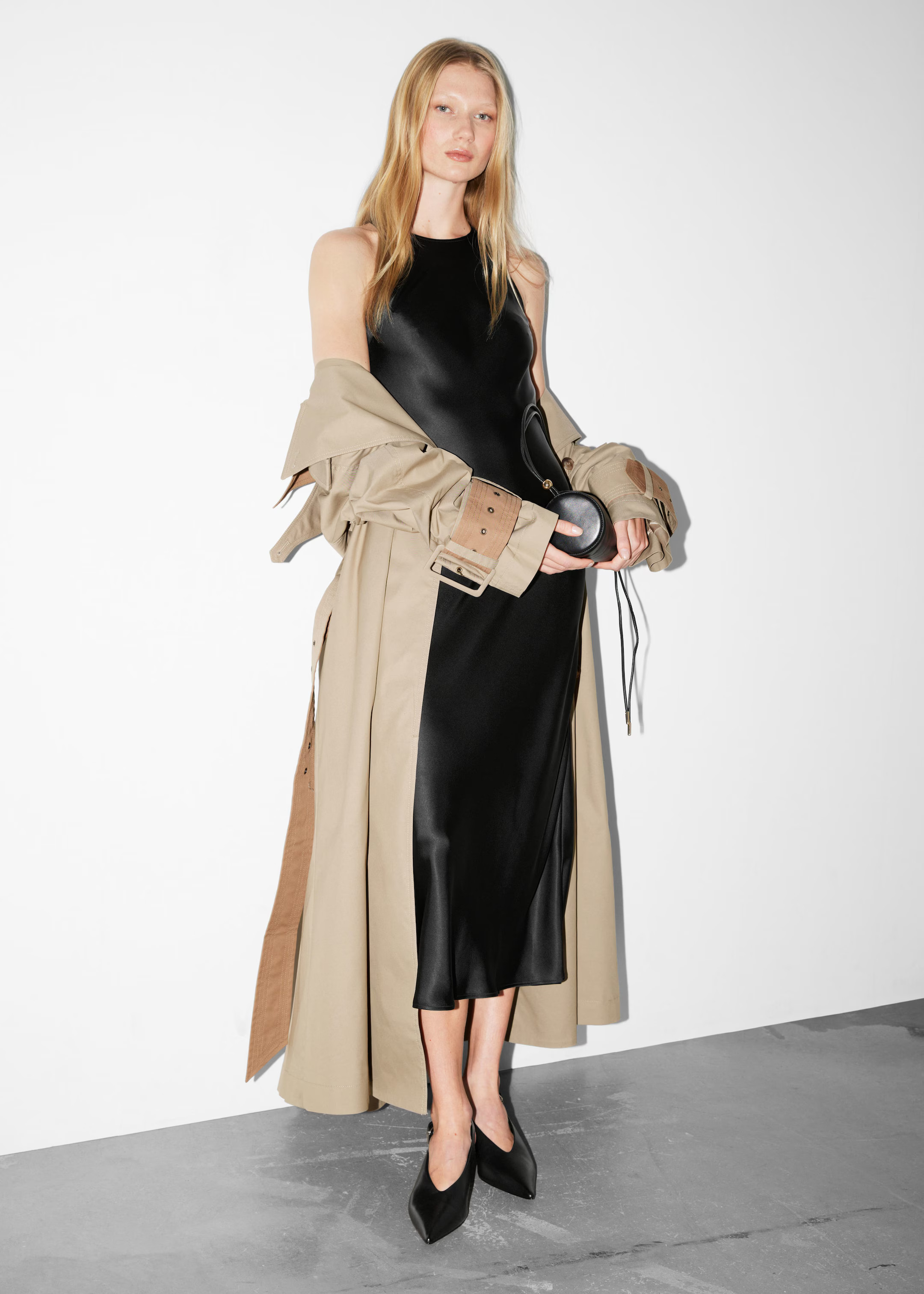 Sleeveless Satin Midi Dress - Black - & Other Stories GB | & Other Stories UK