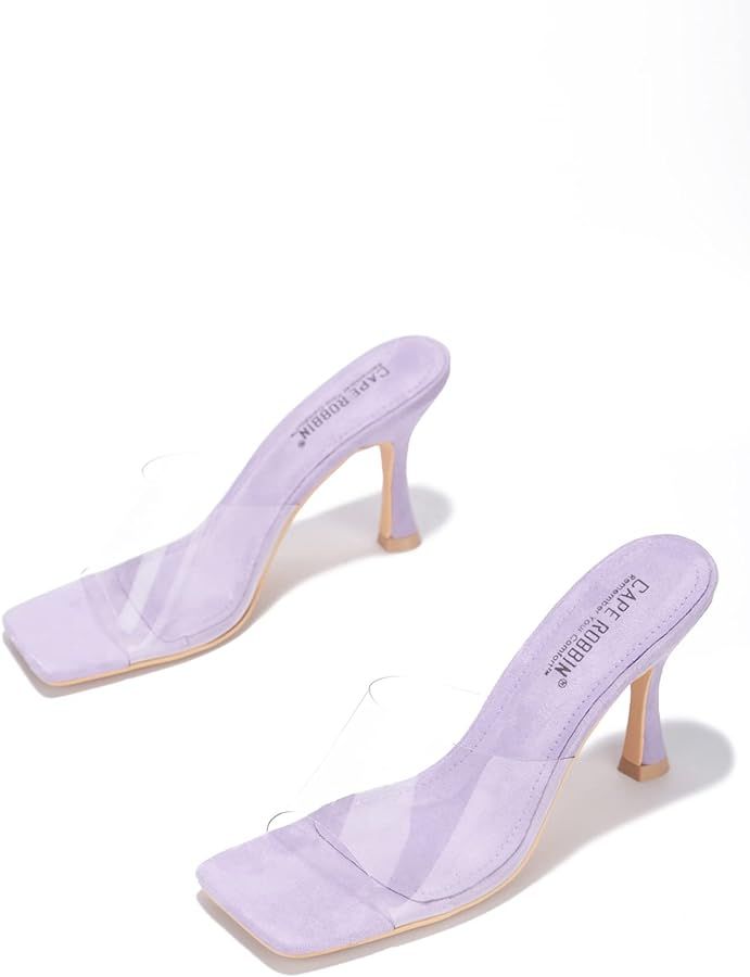 Cape Robbin Veja Clear Sexy High Heels for Women, Transparent Open Toe Shoes Heels for Women | Amazon (US)