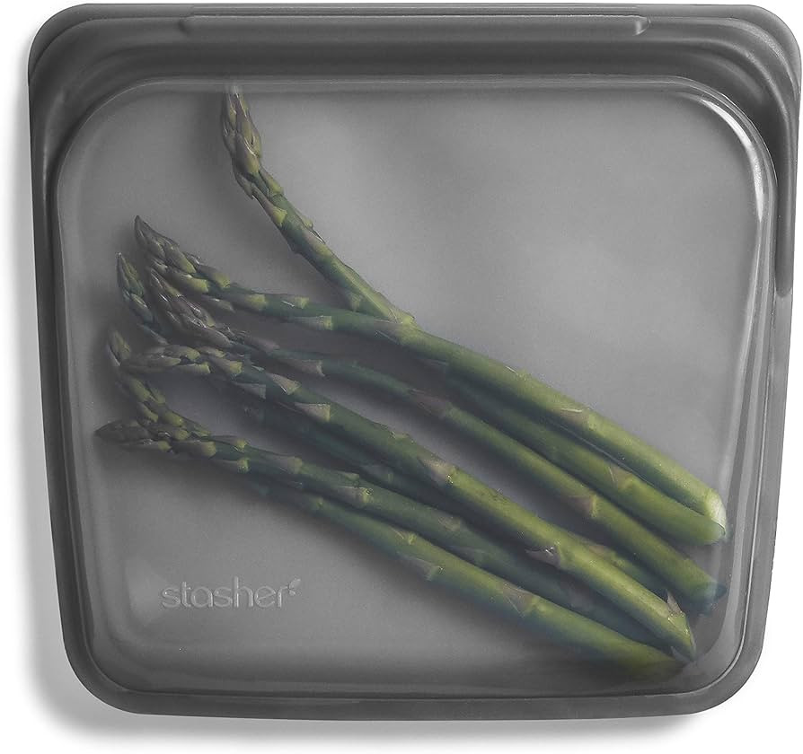 Stasher Platinum Silicone Food Grade Reusable Storage Bag, Ash (Sandwich) | Reduce Single-Use Pla... | Amazon (US)