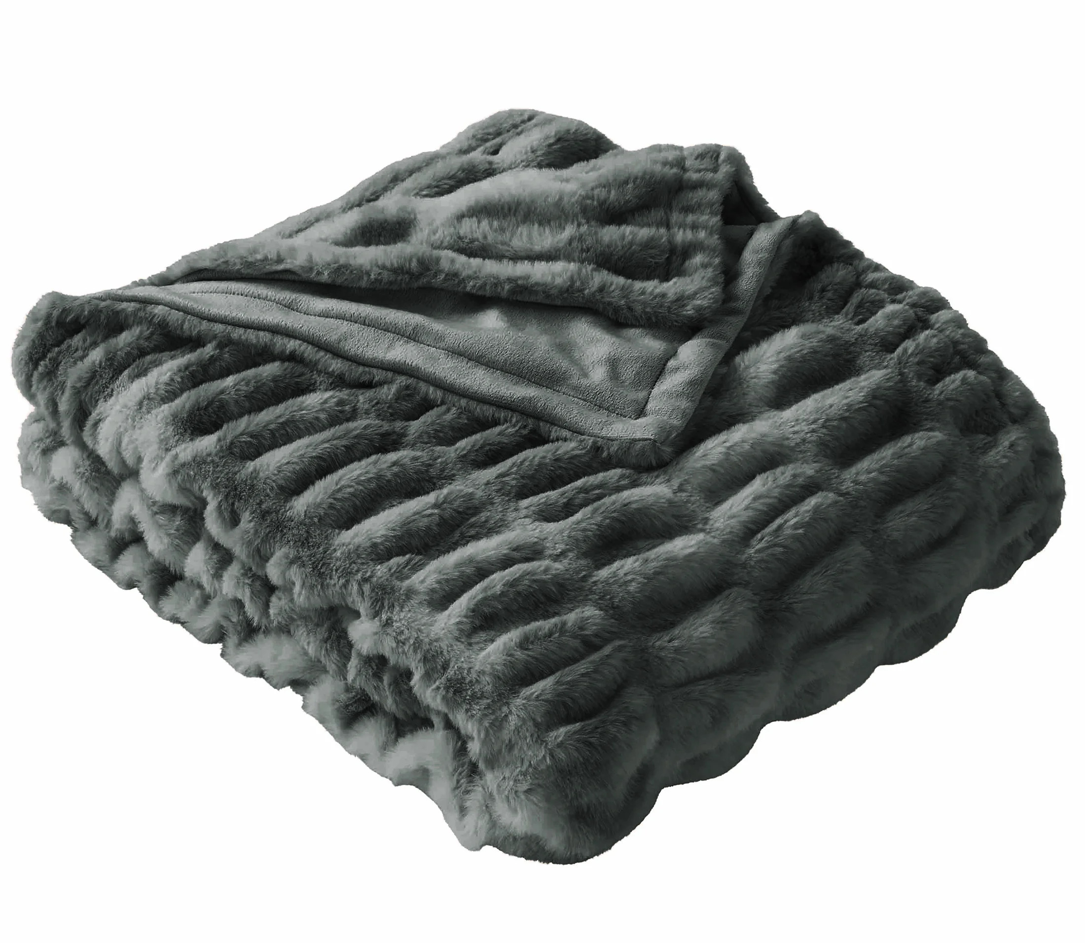 Better Homes & Gardens Gray Ruched Faux Fur Throw, 50" x 72", Adult/Teen | Walmart (US)