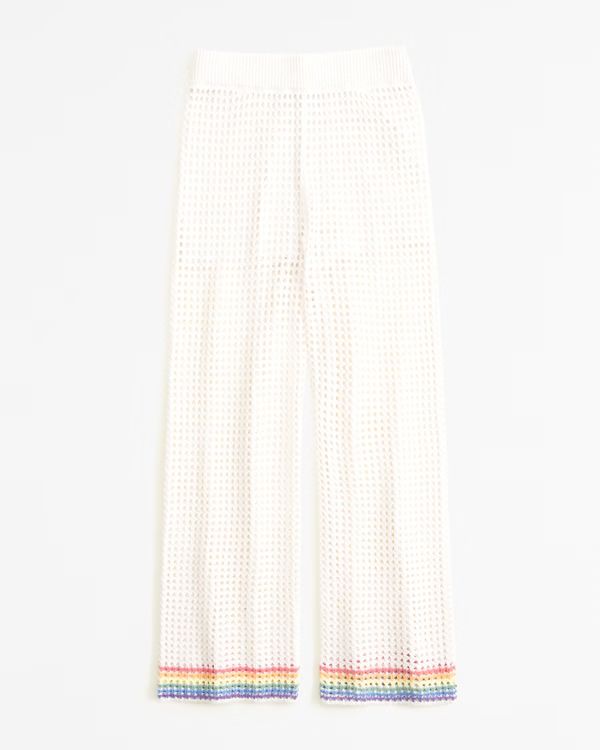 Pride Crochet-Style Wide Leg Pant | White Pants | Cover Up Swim | Cover Up Swimwear | Abercrombie & Fitch (US)