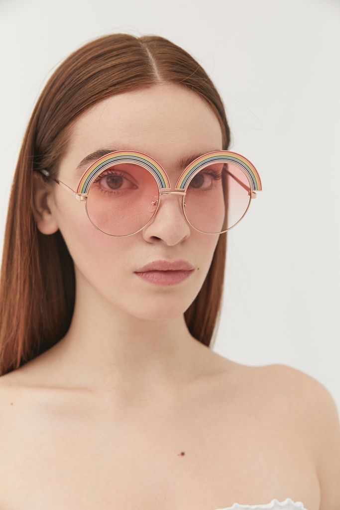 Over-The-Rainbow Oversized Round Sunglasses | Urban Outfitters (US and RoW)