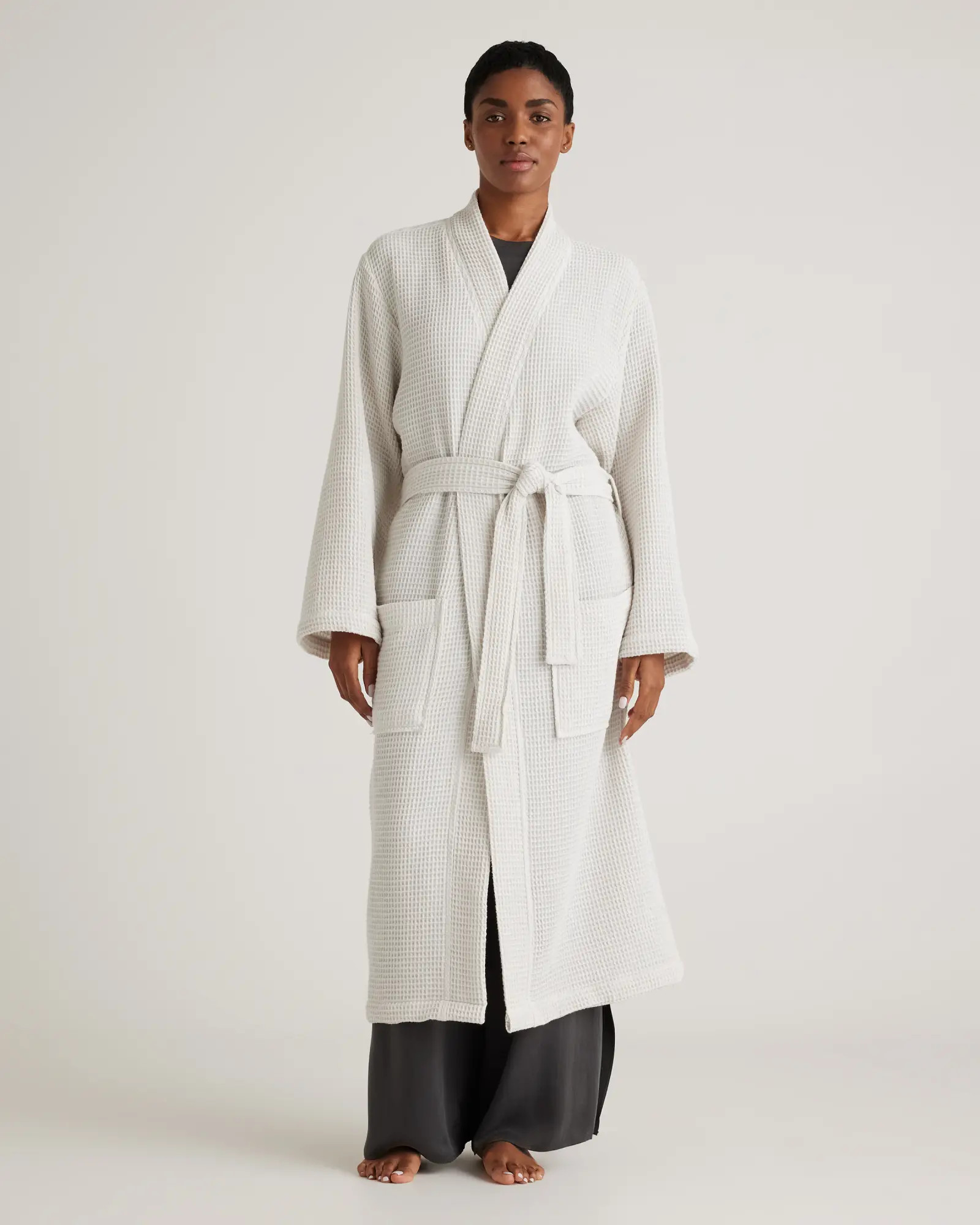 Organic Turkish Waffle Robe in Silver | Quince