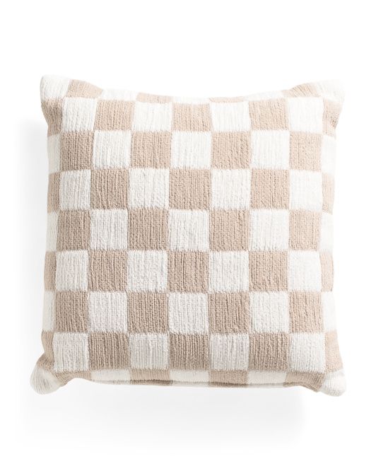 20x20 Checkerboard Chenille Pillow | TJ Maxx