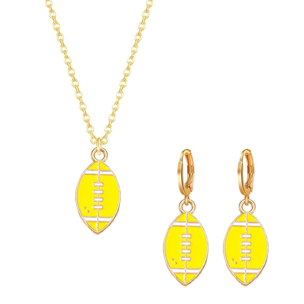 Dreuyet Football Earring And Necklaces Set for Women Personalized Sports Statement Dangle Drop Ea... | Amazon (US)