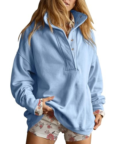 Gacaky Sweatshirt for Women Oversized Henley Neck Pullover Top Fall Outfits | Amazon (US)