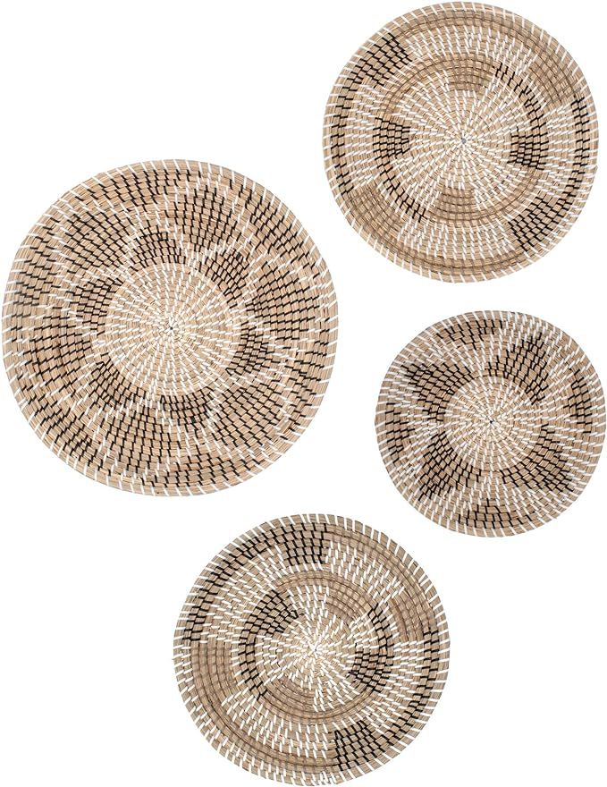 Trendy Homegoods Wall Basket Decor | Set of 4 Large Stylish Hanging Woven Basket Wall Decor with ... | Amazon (US)