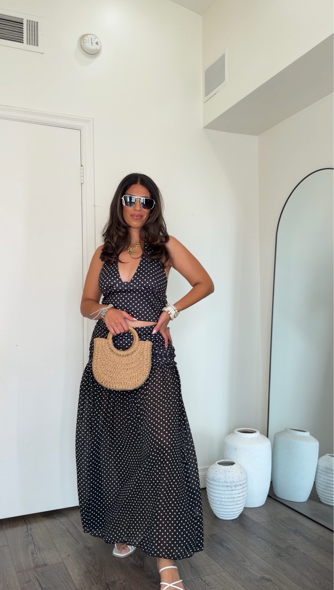 Polka dot skirt set for summer! Wearing medium, but a little big.

#LTKootd #LTKSeasonal #LTKMidsize