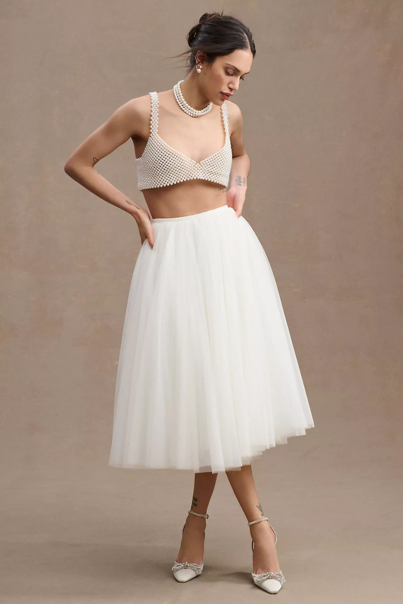 Nouvelle Amsale Nandita Tulle Midi Bridal Skirt | Anthropologie (US)