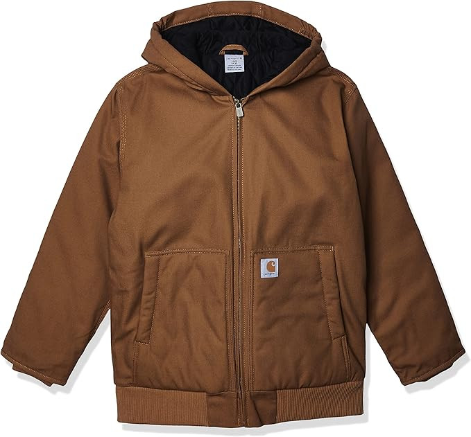 Carhartt Boys' Zip Front Flannel Quilt Lined Hooded Active Jac | Amazon (US)