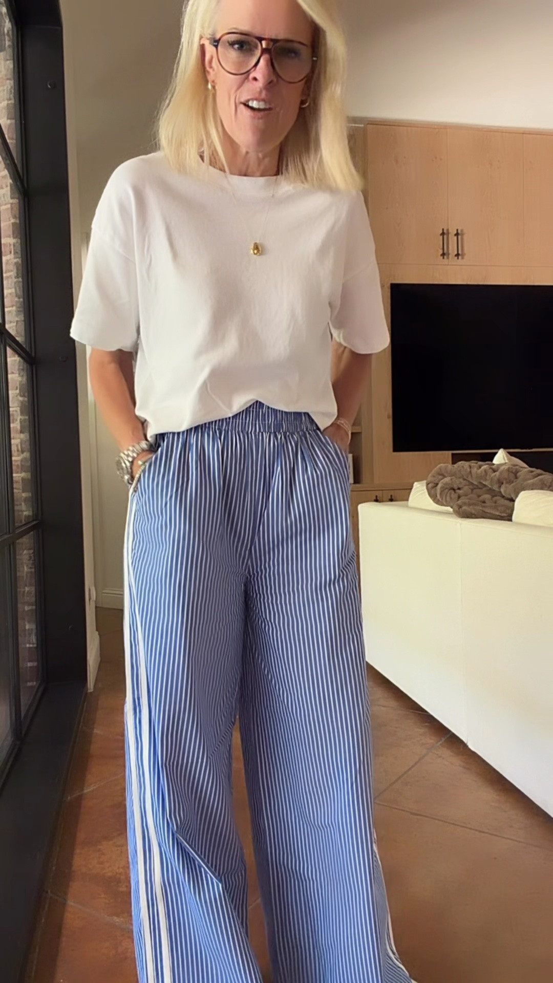 Cotton poplin track pants so cute! 
Wearing true size of small in pants
Tee - target sized up to medium $15! And so good

Sneakers - size up 1/2 size. slide in, no tie INCREDIBLY comfortable I’ll be wearing with skirts dresses etc in Italy

Great travel outfit 

@Target

#LTKTravel #LTKOver40 #LTKootd