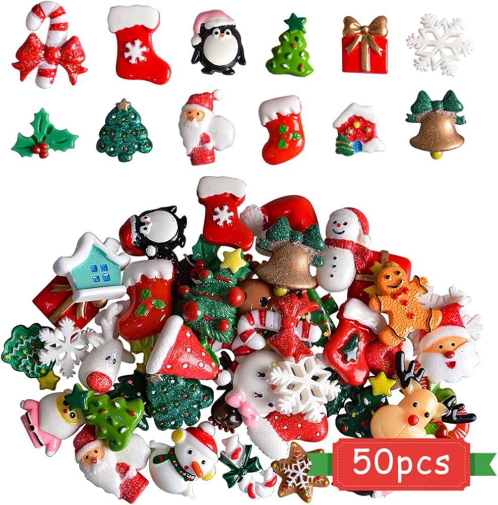 Kalolary Christmas Miniature Ornaments Santa Snowman Tree Bell Decoration for Crafts and Scrapboo... | Amazon (US)