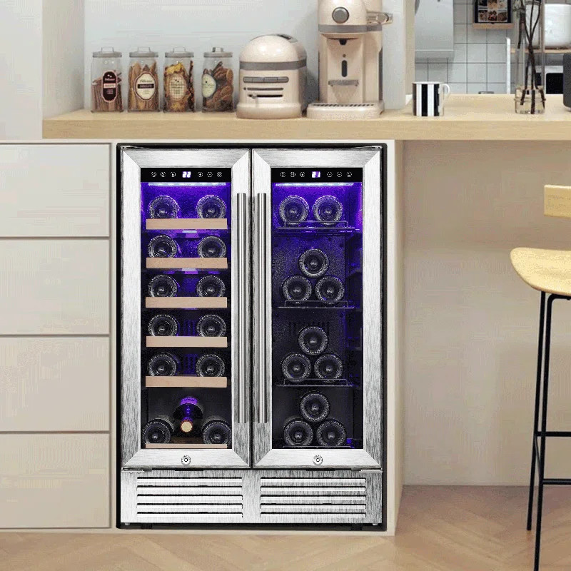 23.4'' 18 Bottle and 56 Can Dual Zone Freestanding/Built-In Wine & Beverage Refrigerator | Wayfair North America