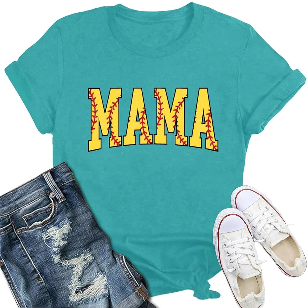 Softball Mom Shirts for Women Softball Sport Mama Crewneck T-Shirt Game Day Season Tee | Amazon (US)