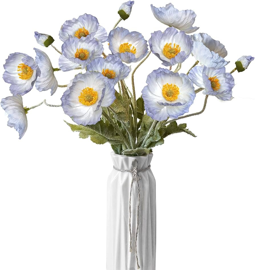 Artificial Flowers 5Pcs Poppies Flowers Artificial Silk Flowers for Home Office Wedding Outdoor D... | Amazon (US)