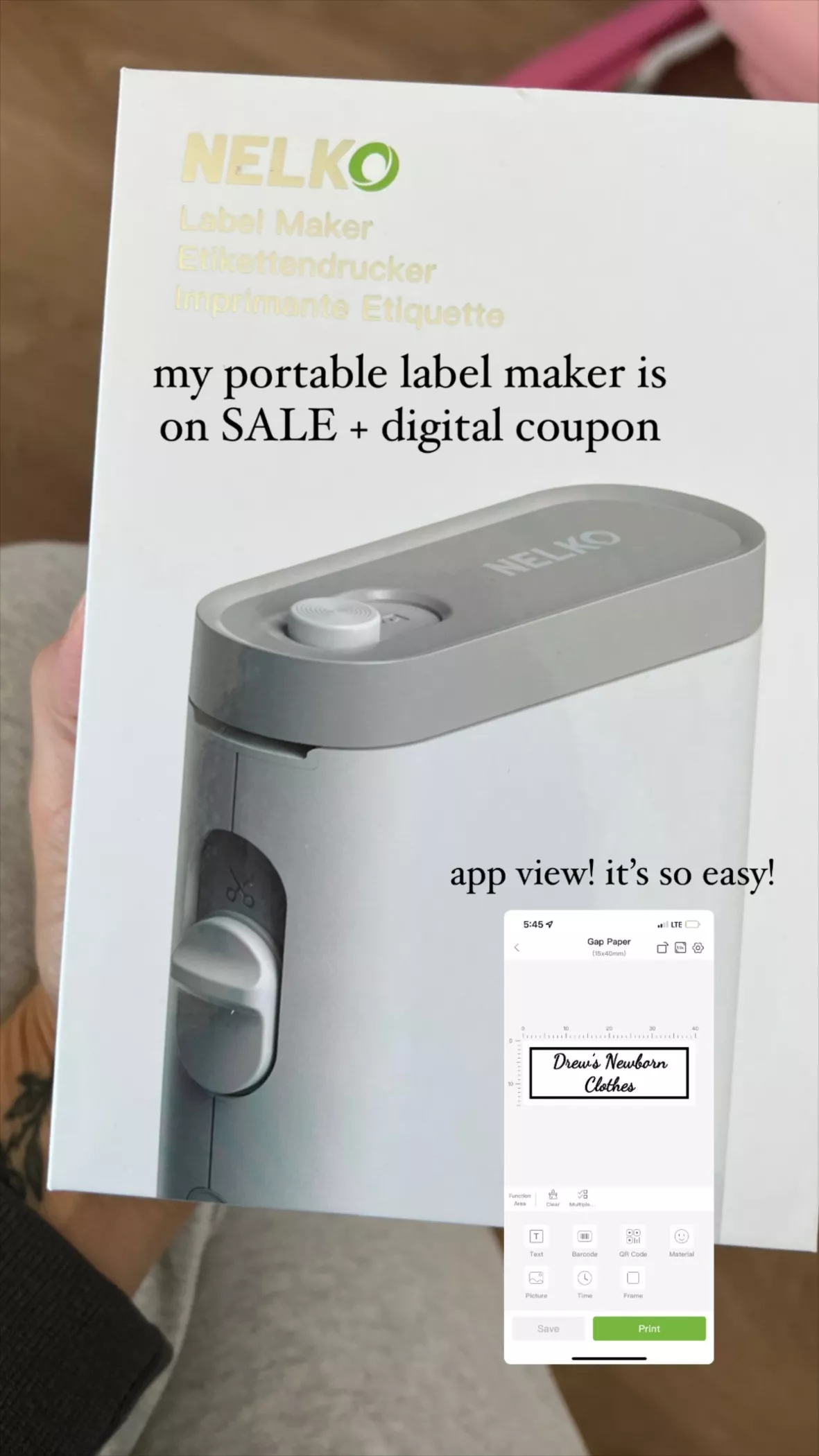 Nelko Label Maker Machine With Tape, P21 Portable Bluetooth Label