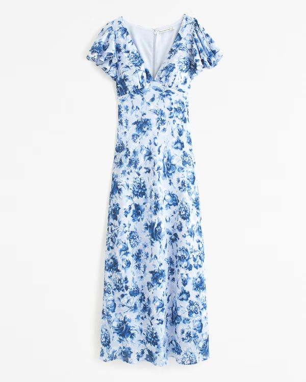 Ruffle Sleeve Slip Maxi Dress | Abercrombie & Fitch (UK)