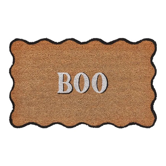 My Texas House Natural/Multicolor Scallop Boo Outdoor Coir Doormat, 30" x 48" | Walmart (US)
