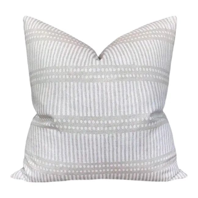 Walter G Textiles Dash Dot Chalk Linen Pillow Cover, 24x24 | Chairish