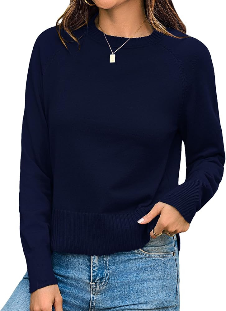 Totatuit Women Cute Cropped Sweater Mock Neck Long Sleeve Lightweight Knit Loose Pullover Sweater... | Amazon (US)