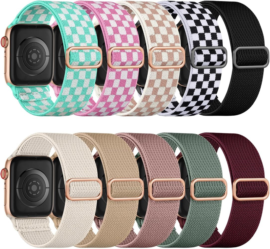 Maledan 10-Pack Stretchy Nylon Solo Loop for Apple Watch Bands Women Men | Amazon (US)