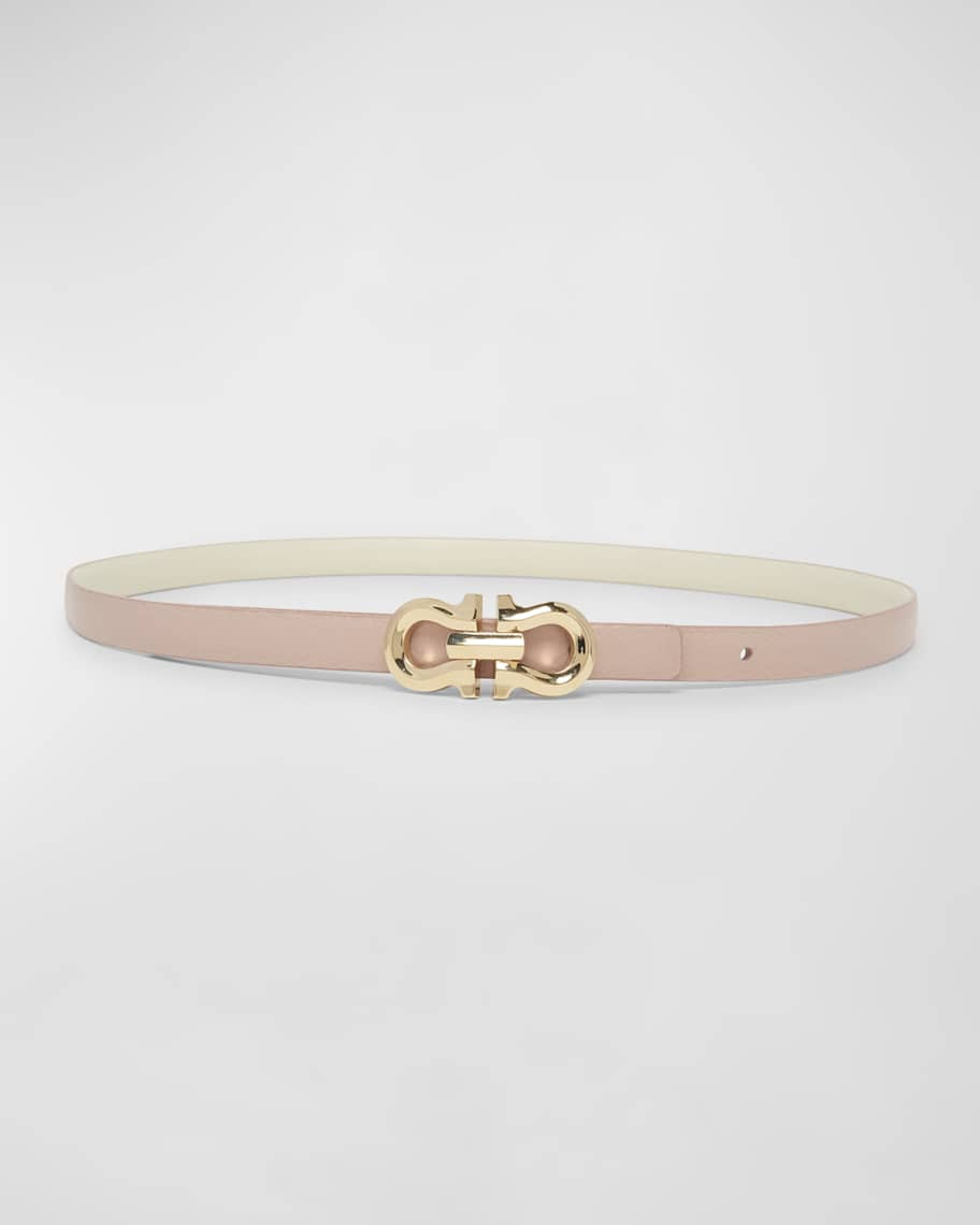 Ferragamo Gancio Contour Reversible Leather Skinny Belt | Neiman Marcus
