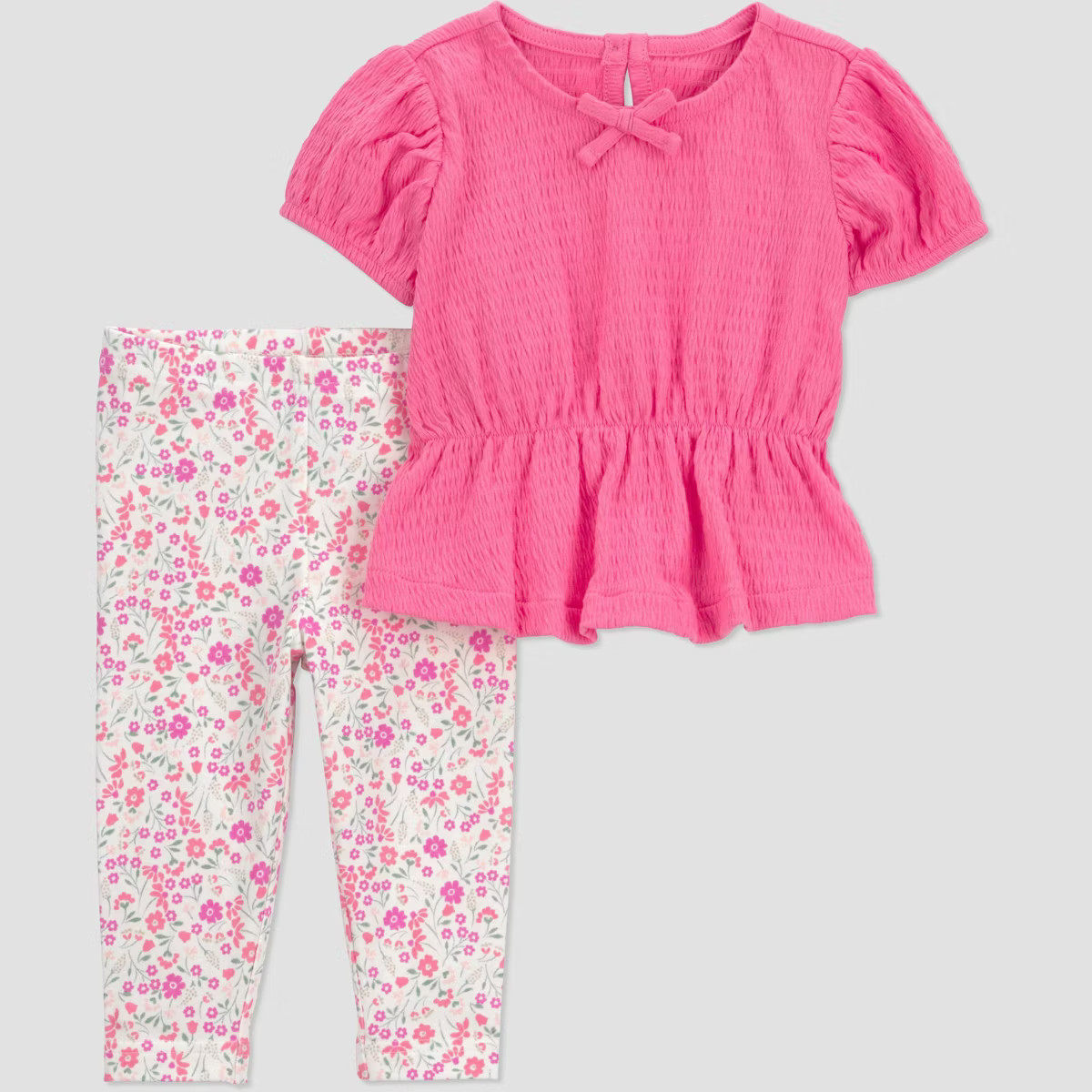 Carter's Just One You® Baby Girls' 2pc Floral Ruffle Sweatshirt and Leggings Set- Pink | Target