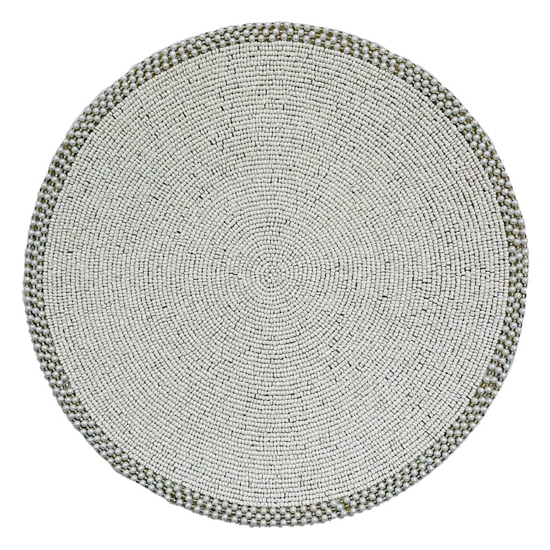 White Beaded Pearl Placemat, 14" | At Home
