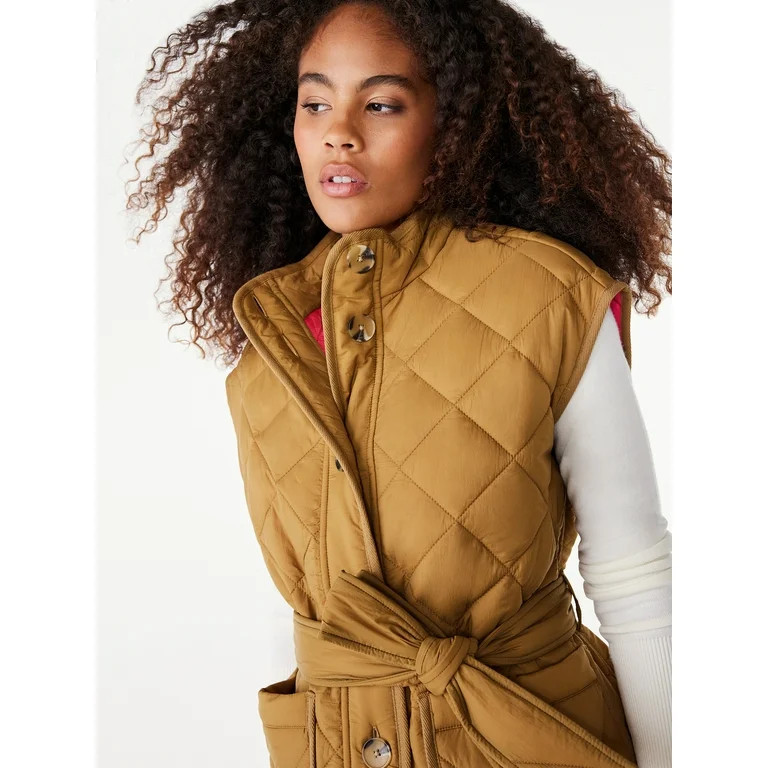 Free Assembly Women's Quilted Vest with Belt, Sizes XS-XXL | Walmart (US)