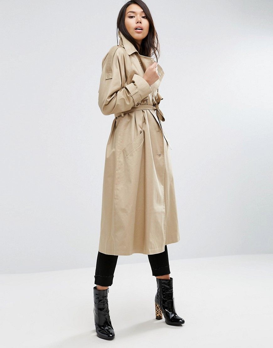 ASOS Trench with Oversized Styling - Stone | ASOS US