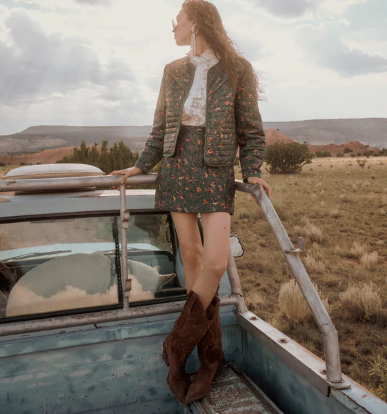 The Amari Quilted Jacket - Bottle Green Fleur Chintz | Hill House Home