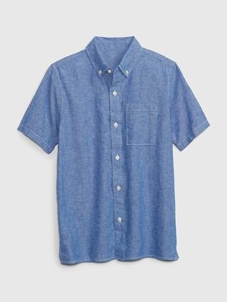 Kids Linen-Cotton Button-Down Shirt | Gap (US)