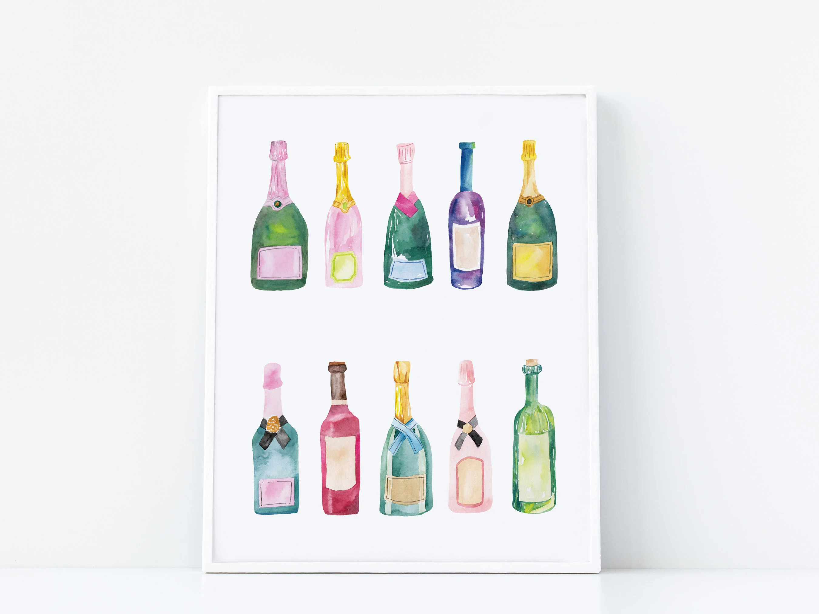 Champagne and Wine Watercolor Painting Print | 11x14 Inches | Pink Rosé Art | Fashion Poster | H... | Etsy (US)