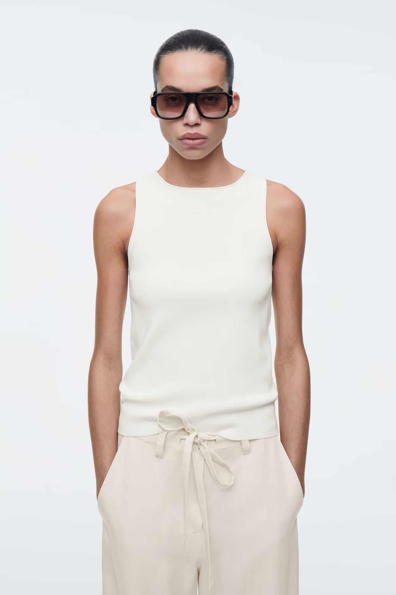 TUBULAR KNITTED TANK TOP - IVORY | COS (EU)