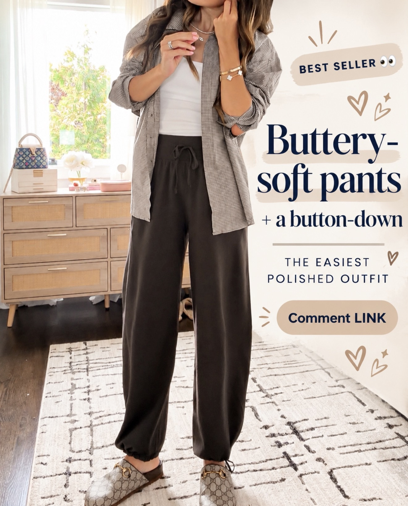 Buttery-soft pants and a button-down make such an easy, polished outfit 👀 Comfy enough for all day, but still feels put together. 
💬Comment LINK and I’ll send you the details!

#LTKootd #LTKSeasonal #LTKOver40