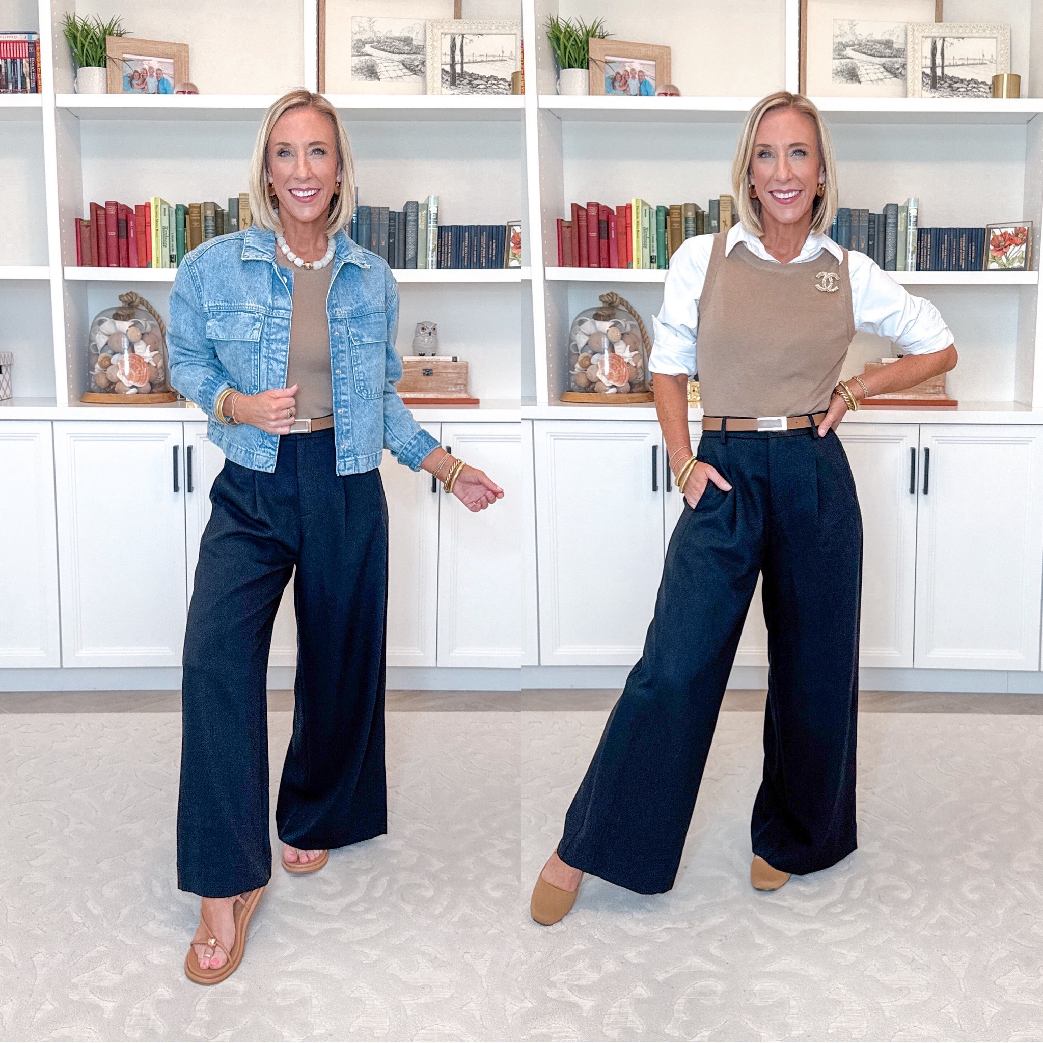 Chic Neutrals - classy pieces for summer and beyond. Black Linen Blend Wide Leg Trousers - size XS, Petite. 6 colors. * Wool Blend Sweater Tank - size XS. 26 colors. *Cropped Painter Denim Jacket. *Button Down Shirts Cotton Dress Shirts.

#LTKSeasonal#LTKOver40#LTKWorkwear
