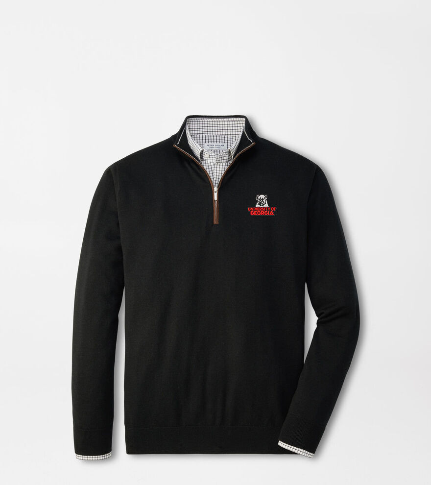 Georgia Vault Autumn Crest Suede Trim Quarter-Zip | Peter Millar
