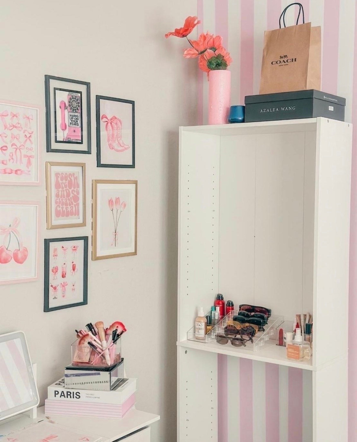 Slowly bringing my dream office/glam room to life! 💕 I finally added this pink and white striped peel-and-stick wallpaper, and it’s the perfect statement wall for a feminine workspace. If you’re looking for office/glam room decor, pink office inspiration, renter-friendly wallpaper, girly home office ideas, or an easy accent wall makeover, this is one of my favorite finds! 🎀

#LTKHome

Comment SHOP below to receive a DM with the link to this post on my LTK ⬇ https://liketk.it/6h9vq

Comment SHOP below to receive a DM with the link to this post on my LTK ⬇ https://liketk.it/6mbdR

https://liketk.it/6mbdR

What should I add to my shelf?